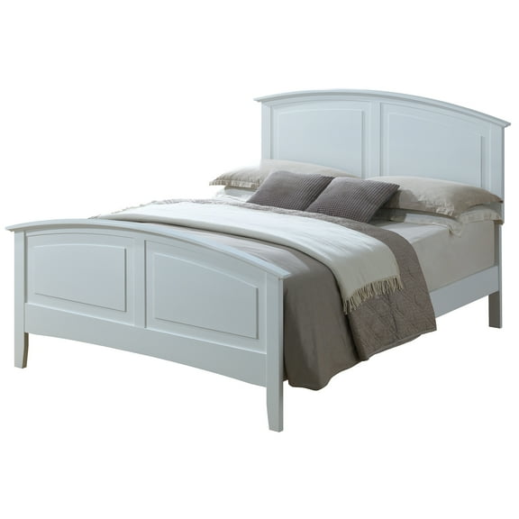 Passion Furniture Hammond White Queen Panel Bed with Curved Top Rail