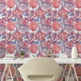 thumbnail image 2 of Ambesonne Floral Peel & Stick Wallpaper for Home, Simplistic Retro Roses Art, 13"x100", Dark Coral Lavender Blue, 2 of 5