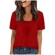 thumbnail image 3 of TaTaai Women's Casual Faux Two Piece Short Sleeve Top, Solid Pattern, Round Neck, Fashion Daily Home Wear, Comfortable Fabric Gift, 3 of 5
