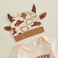 thumbnail image 5 of UAYOTSE Baby Boys Farm Theme Clothing Set Long Sleeve Bodysuit Printed Pants Cow Ear Hat Infant Daily Outfit Size 3-6 Months, 5 of 7