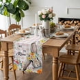 thumbnail image 3 of Happy Easter Table Runner, Spring Gray Bunny Yellow Floral He Is Risen Pink Plaid Cotton Linen Kitchen Table Decoration Washable Dining Tabletop Runners for Home Party Decor 13x108 Inches, 3 of 9