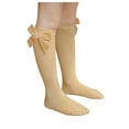 thumbnail image 4 of CUZIBR Socks For Girls Solid Color Stockings Mid-Calf Knee-High Socks Cute Bow Winter Thick Warm Princess Dress Socks Breathable Streetwear,Beige,18 -36 Months, 4 of 4