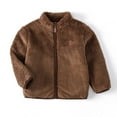 thumbnail image 2 of Zwiiyzr Toddler Kids Fleece Jacket Casual Fuzzy Zip Up Warm Jacket Baby Boys Girls Autumn Winter Lightweight Long Sleeve Jacket 1-14 Years Brown, 2 of 4