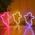 thumbnail image 4 of HEVIRGO Neon Light Ghost Shape Hanging Ornament LED Halloween Decorative Neon Sign for Party Blue, 4 of 10