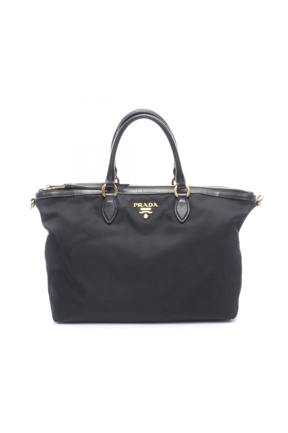 Pre-Owned Prada TESSUTO+SOFT CA Tote Bag Handbag Nylon Leather Women's Black 1BA171