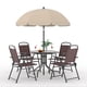 thumbnail image 1 of Yeshouse 6 piezas Patio comedor conjunto con sombrilla, muebles de exterior con 4 sillas de comedor pleg, muebles de jardín con sombrillas, mesa de comedor de vidrio templsuperior, 1 of 8