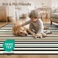 thumbnail image 4 of ODIKA 9'x12' Washable Area Rug Striped Horizontal Door Stripe Featuring Centered Text Motif for Great Room, Indoor Concept, Large Living Low Pile, Flatwoven, 4 of 7