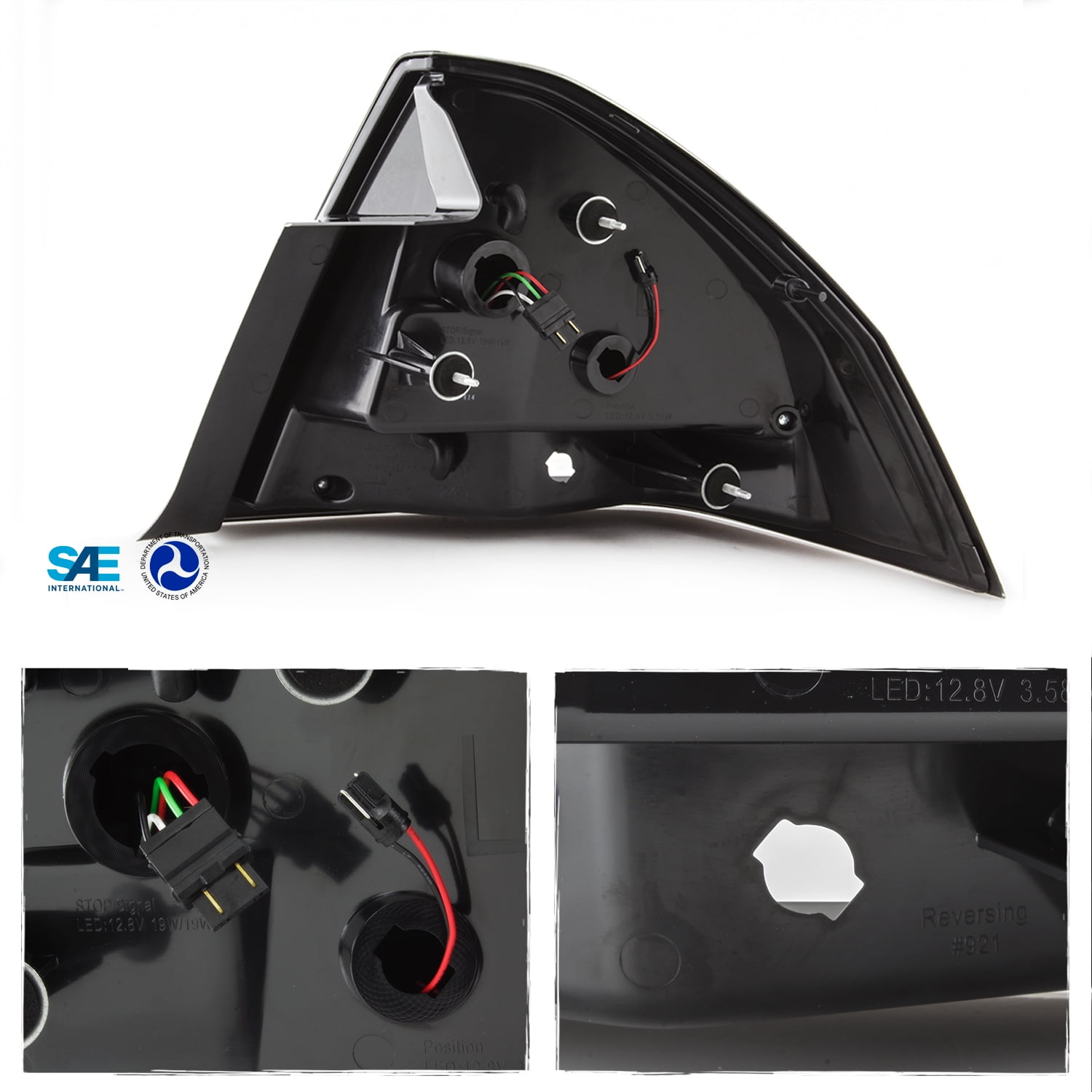 AKKON - Fits 2006-2013 Chevy Impala 2014-2016 Impala Limited LED [Tube Bar] Black Tail Light Brake Lamp Left+Right Pair