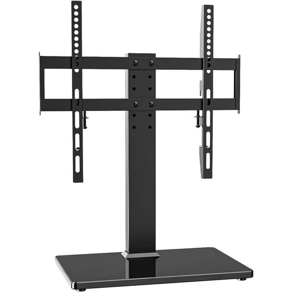 Universal TV Stand - Table Top TV Stand for 27-60 inch LCD LED TVs - 6 Level Height Adjustable TV Base Stand,Black