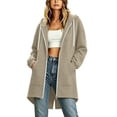 thumbnail image 2 of Horkkom Zip Up Hoodie Women Long Tunic Hooded Sweatshirt Casual Loose Hoodies Jackets with Pockets M, 2 of 9