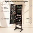 thumbnail image 6 of Patiojoy Lockable Lighting Mirrored Jewelry Cabinet Dressing Storage Box with LED lights Brown, 6 of 9