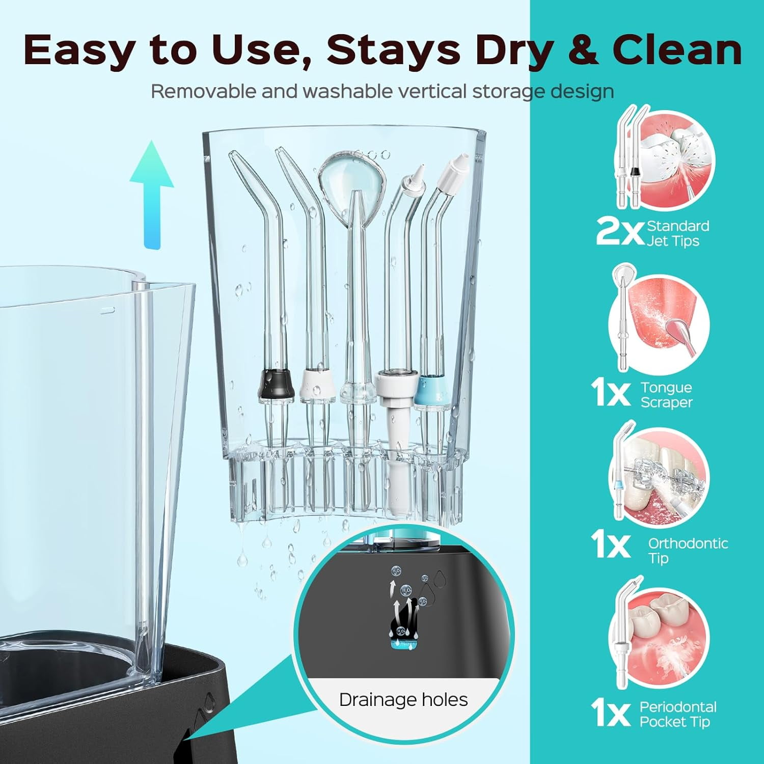 COSLUS Water Flosser for Teeth,Water Dental Flosser Pick for Teeth,Upgrade 2 Modes & 12 Pressure Settings,600ML,5 Jet Tips for Multiple Users,Black