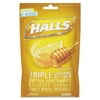 Halls-1PK Triple Action Cough Drops, Honey-Lemon, 30/Bag, 12 Bags/Box