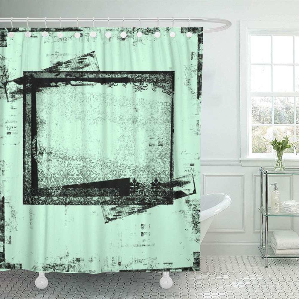 PKNMT Green Seafoam with Distressed Edges and Abstract Black Floral