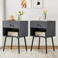 thumbnail image 5 of VECELO 3-Piece Bedroom Set with Twin Size Metal Bed Frame and 2 Gray Nightstands, 5 of 9
