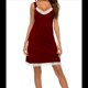 thumbnail image 4 of Camisón de Mujer con Cuello en V, Camisón de Encaje Suave, Color Vino Tinto, Talla L, 4 of 5