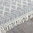 thumbnail image 4 of Hauteloom Derrimut Moroccan Farmhouse Living Room Bedroom Wool Area Rug with Tassel - High Low, Wool - Moroccan Trellis - Hand Woven, Handmade, Beige, Grey, Light Brown - 2'3" x 3'9", 4 of 13