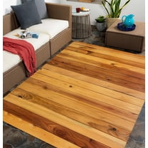 Retro Brown Wood Striped Indoor Outdoor Area Rug for Patio Deck Balcony Porch Vintage Non Slip Washable Carpet 2'x3' Art Deco Garden Camping Waterproof Rugs