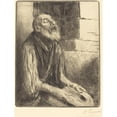 thumbnail image 2 of Alphonse Legros 19x24 Black Ornate Framed Double Matted Museum Art Print Titled: Seated Beggar (Mendiant Assis), 2 of 5
