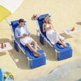 thumbnail image 4 of Chaise Longue d'Extérieur Robuste – Fauteuil de Bronzage 3-en-1 avec Ouverture pour le Visage et Table d'Appoint – Fauteuil Inclinable Réglable à 5 Positions pour Plage/piscine/patio/jardin – Capacité de 330 Lb – Tissu Textilène Bleu Marine, 4 of 7
