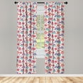 thumbnail image 5 of Ambesonne Owls Window Curtains, Happy Modern, Each 28" W x 63" L, Orange Fuchsia Seafoam, 5 of 5