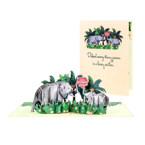 Tizuqe 3D Elephant Popup Card 3D Greetings Card Popup Mother Day Cards for Valentines,Graduation,Anniversary,Christmas Wedding