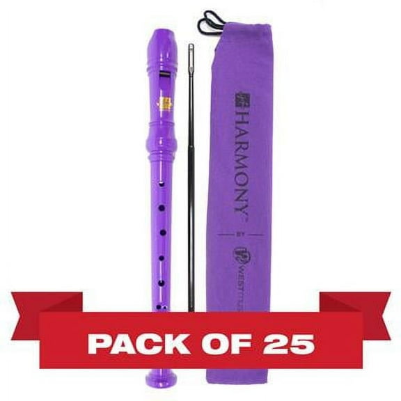 Harmony by West Music WM2400P Soprano Recorder 25pk, Purple