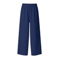thumbnail image 5 of Outfmvch Linen Pants Women Wide Leg Linen Pants Linen Palazzo Pants for Women Pedal Pushers for Women Culottes for Women Casual Drawstring Flowy Pants Women' S Culottes Women's Culottes Navy S-2XL, 5 of 9