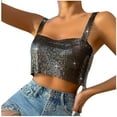 thumbnail image 4 of Bigersell Sequin Crop Tops for Women Sleeveless Sparkly Club Tanks Vest for Club Party Glitter Shirts Backless Chain Closure Sequined Cropped Tank Tops Black One Size, 4 of 6
