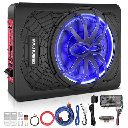 10" 1200W Car Subwoofer, 2025 Upgraded Slim under Seat Powered Car Subwoofer