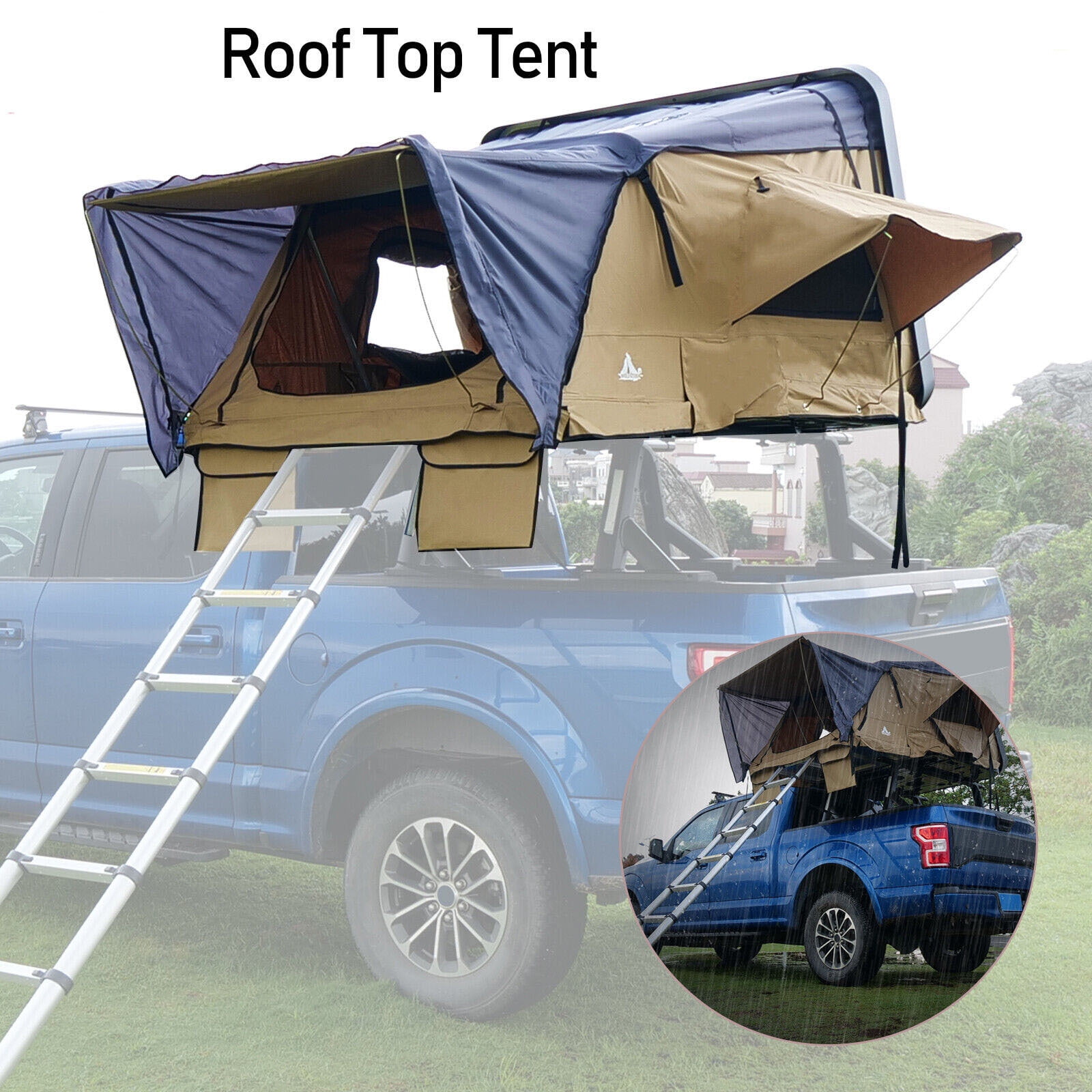 WOLFSTORM Hardshell 23 Person Khaki Roof Top Tent Waterproof Car Roof Tent Car Truck SUV
