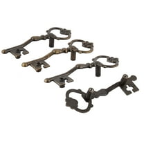 Unique Bargains Kitchen Cabinet Drawer Door Vintage Style Key Shaped Pull Handle Bronze Tone 4 PCS