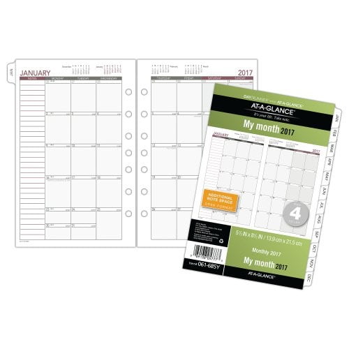 AtAGlance Day Runner Monthly Refill, 5 1/2" x 8 1/2"