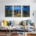 thumbnail image 2 of Full House 3 Panels Framed Canvas Wall ArtOil Paintings - Starry Night Over The Rhone - Aesthetic Prints for Living Room Bedroom Office, 2 of 5