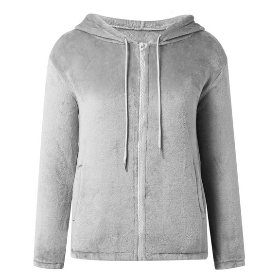 WENWU Women's Fuzzy Jacket Oversized Flannel Coat Winter Warm Shaggy Teddy Coats Long Sleeve Outwear with Hood Figs Scrub Jacket Women Zip Jacket Women