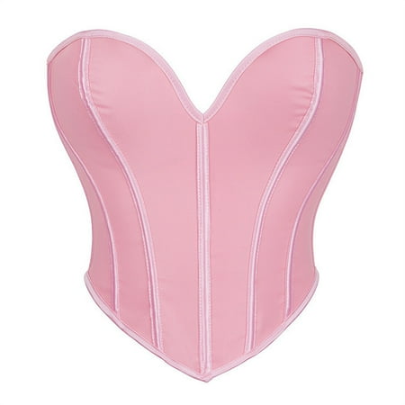 TrdSipl Corset Lingerie for Women Flattering Boned Lace Up Corset Lingerie Vintage Floral Trim Waist Cincher Plus Size Halloween Outfits Pink L