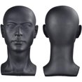 thumbnail image 1 of Cabeza de maniquí negro mate de PVC, cabeza de maniquí masculina de belleza profesional, cabeza de maniquí para exhibición, peluca, pelo, gafas, sombrero, soporte de exhibición para auriculares (negro, 1 of 5