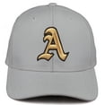 thumbnail image 2 of Daxton Premium Mid Profile Hat Semi Curved Visor Light Grey Cap Black Gold Gothic Embroidered, Letter A, 2 of 4