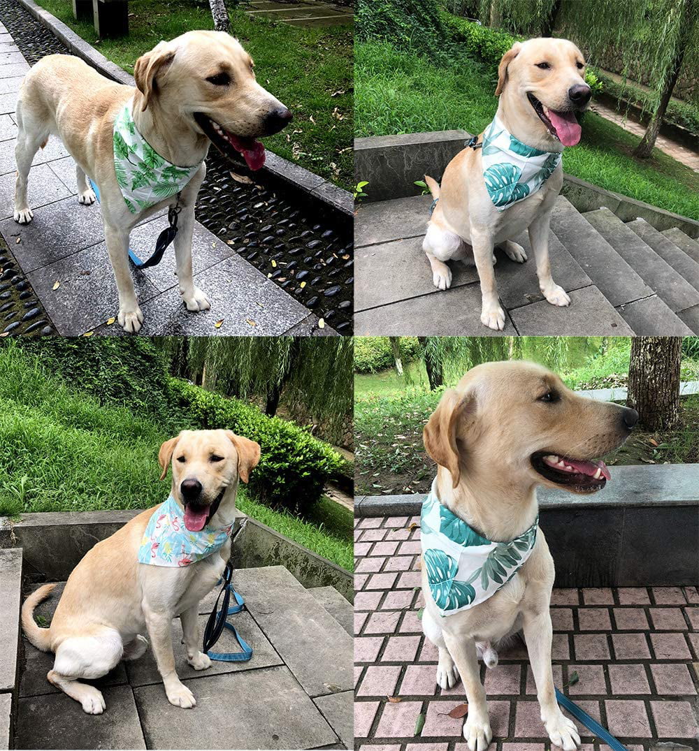 5PCS/Pack Pet Dog Puppy Bandanas Adjustable Rainforest&Flamingo Style Dog Summer Scarf Bandage 
