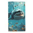 thumbnail image 1 of Fotbe Realistic Ocean Shark Toalla Premium con Patrón, Toalla de Microfibra de Secado Rápido, Ligera y Altamente Absorbente (27.5x16in), Ideal para Uso Diario, 1 of 6