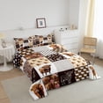 thumbnail image 3 of Highland Cow Comforter Set Western Animals Bed Set,Cowgirl Farm Longhorn Bull Cattle Bedding Set,Rustic Flowers Quilt Set Brown Patchwork Buffalo Plaid Farmhouse Decor, 3 of 7