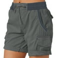 thumbnail image 2 of Cargo Shorts Women 2026 Summer Elastic High Waist Drawstring Wide Straight Leg Roll Up Casual Shorts with Pockets, 2 of 6