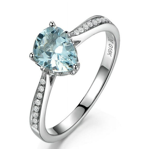 Elegant 1 Carat Pear cut Topaz and Diamond Engagement Ring for Women in White Gold