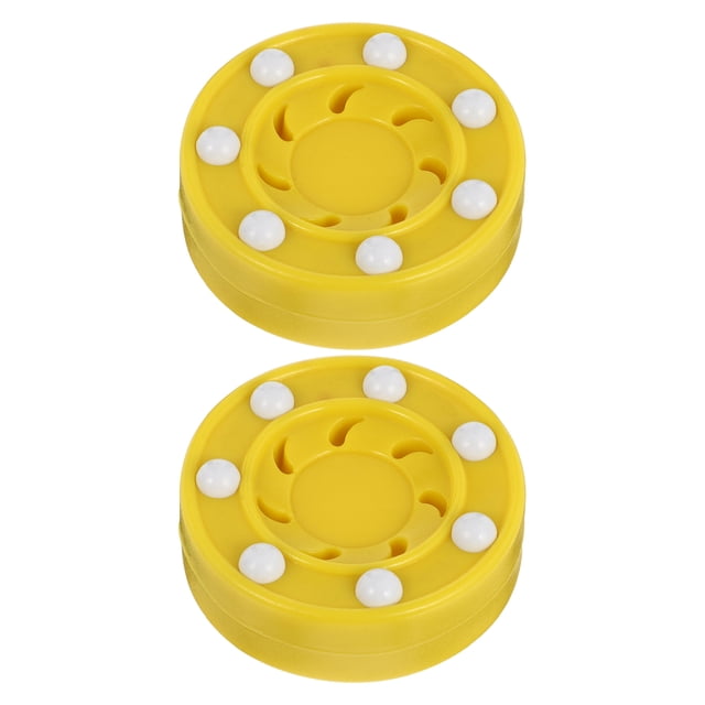 2Set Yellow Round Ice Pucks for Roller Skating Training and Competition Use PP Material Hockey Game Puck