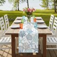 thumbnail image 3 of Aqua Teal Coastal Table Runner 90 Inches Long,Summer Beach Starfish Coral Nautical Cotton Linen Table Runners Dresser Scarves,Decorative Tabletop Scarf Furniture Cover for Home Dinner Party 13"x90", 3 of 8