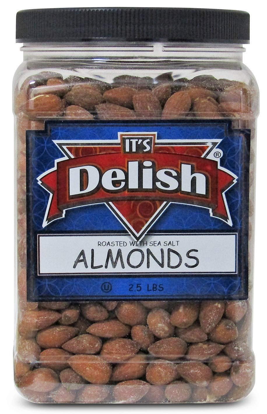 Roasted Salted Almonds by Its Delish  2.5 lbs Jumbo Reusable Container Jar  Kosher Snacking Almond Nuts with Sea Salt