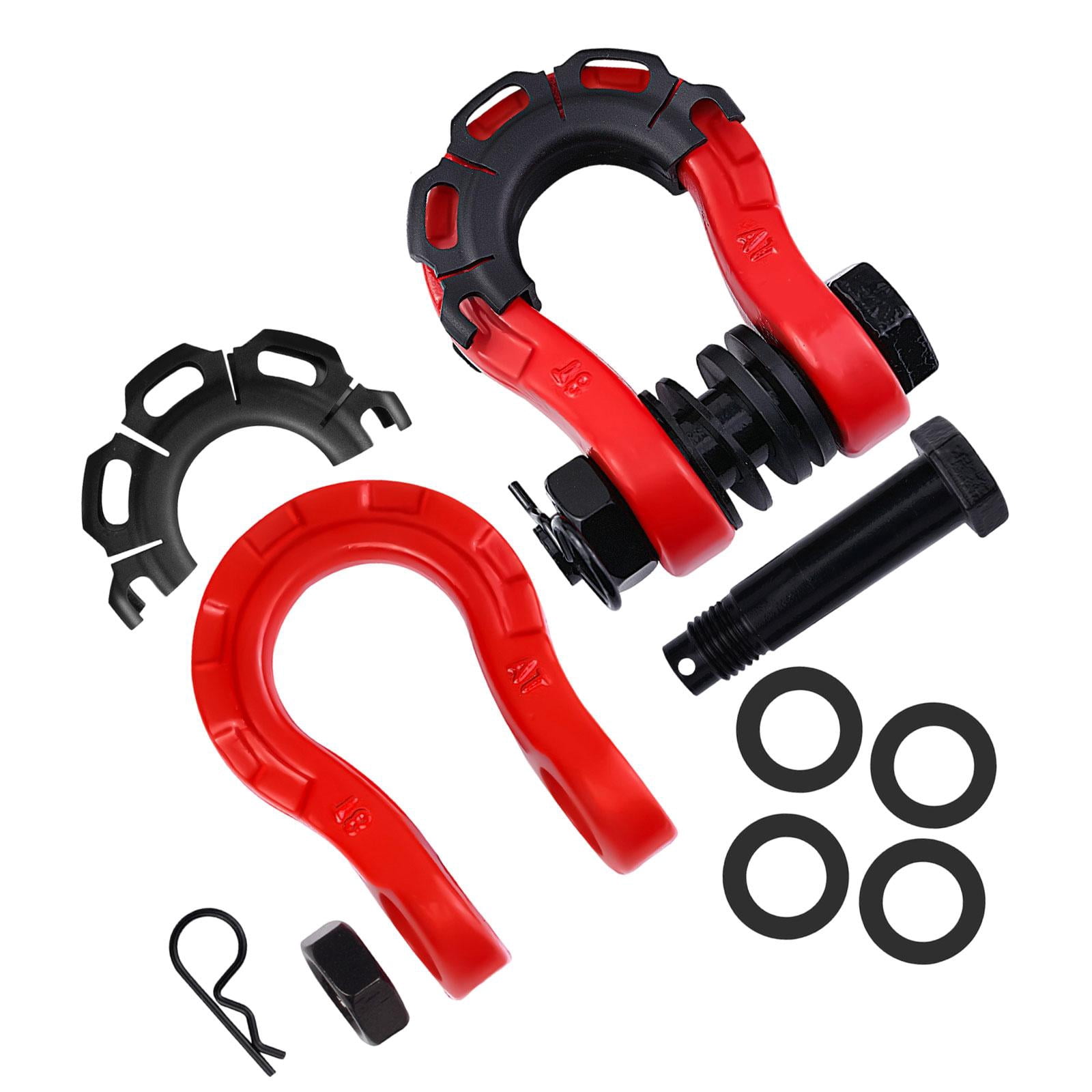JISADER 2 Pieces D Ring Shackles Easy to Use Heavy Duty Off Roads Towing Accessories Red