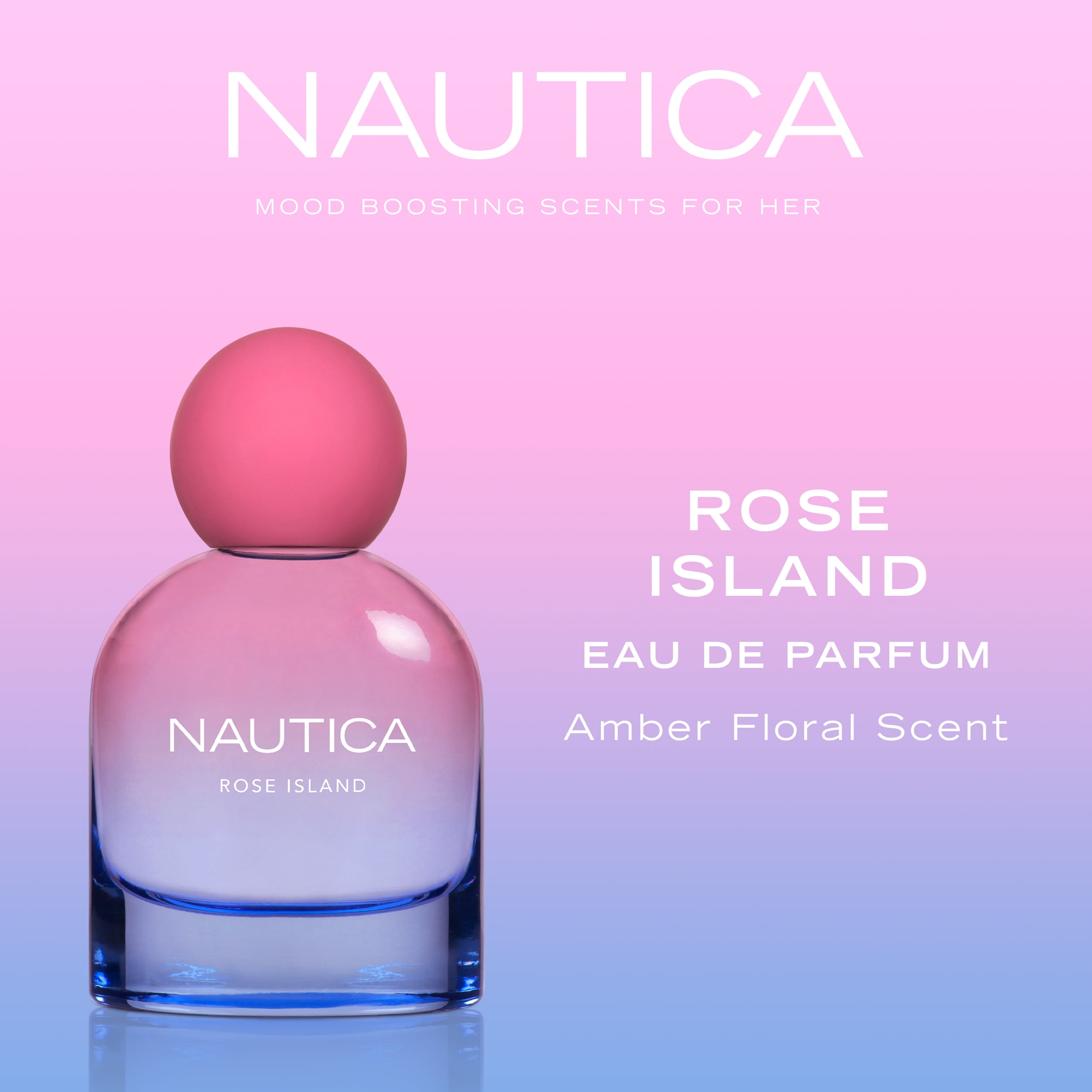 Nautica Rose Island Eau de Parfum for Women, Mood-Boosting Perfume, Happy & Confident, Amber Floral Fragrance, Vegan Formula, Long Lasting Scent, 1.6oz