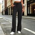 thumbnail image 5 of Womens Wide Leg Sweatpants Striped Drawstring Waist Casual Athletic Pants High Waisted Yoga Track Pants,Side Pockets White Stripe,Fall Loungewear & Workout Trousers,Fashion Loose Slacks, 5 of 7