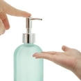 thumbnail image 3 of Unique Bargains 1 Pc Reusable Cylinder Frosted Soap Dispenser 13.53oz Light Blue Silver Tone, 3 of 6
